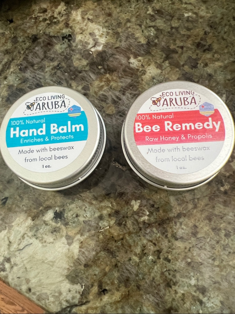Eco Living Aruba Hand Balm and Bee Remedy raw honey & propolis balm (1 oz each)